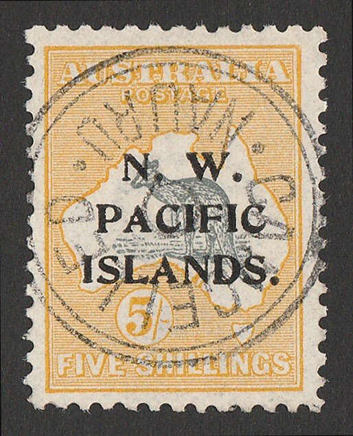 NAURU 1915 NWPI Kangaroo 5/- grey & yellow 1st wmk type a. SG 83 cat £3750+. 