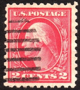 1914, US 2c, Washington, Used, thin, Sc 425