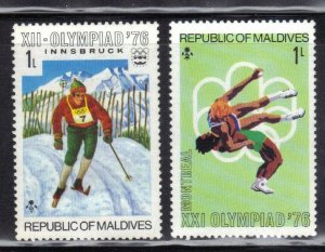 MALDIVE ISLANDS SCOTT #613, 643 USED 1L  1976