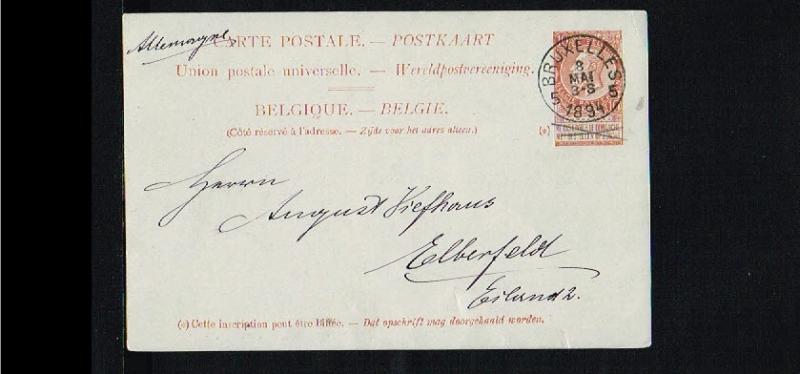 1894 - Belgium Postcard - From Brussels to Elberfeld (D) [B09_110]