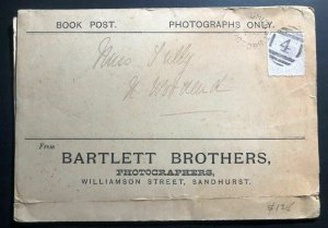 1897 Victoria Australia Book Post Cover Bartlett Brothers Photopapers