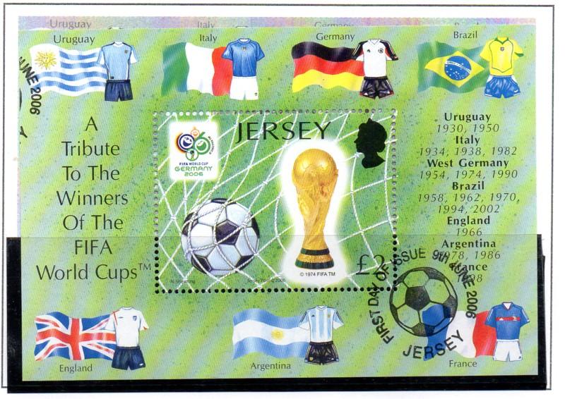 Jersey Sc 1216 2006 £2 World Cup stamp sheet used