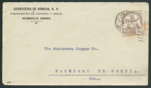 MEXICO 1913 5c Transitorio on cover Hermosillo to Nacozari.................61629