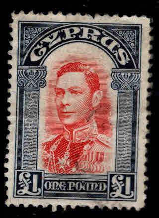 Cyprus Scott 155, SG 163 Used KGVI £1 top value of 1938-44 set