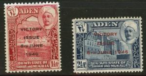 ADEN Shihr MukallaScott 12-13 MH* 1946 Victory overprint set