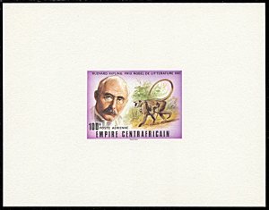 Central Africa 293-294,C180-C182, MNH, Nobel Prize Winners deluxe proof cards