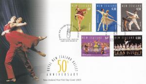 New Zealand 2003 FDC Scott #1855-#1859 Set of 5 Royal New Zealand Ballet 50th...