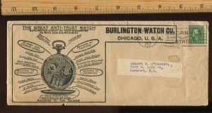 408 Schermack Used on Burlington Watch Co. Large Mailer with Enclosures L1532y