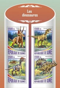 Guinea - 2017 Dinosaurs on Stamps - 4 Stamp Sheet - GU17504a