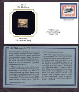 Inverted Jenny Golden Replica Commemorative Cover - see description