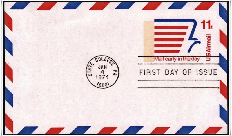 SC#UXC14 11¢ Stylized Eagle FDC Postal Card (No Cachet)