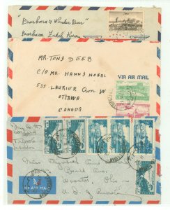 Lebanon  1950s covers (3). Fine stamps. Some rough opening.