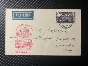 1932 New Zealand Special Christmas Airmail Cover Oamaru to Dunedin NZ