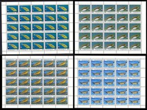 Turkmenistan 1993 Sc#35/38 WWF Caspian Seals 4 Sheetlets of 25 each Unfolded