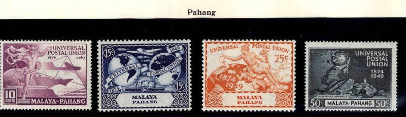 MALAYA-Pahang Scott 46-49 MH* 1949 UPU stamp set