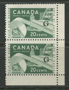 Canada - Scott O45a - Overprint Type c - 1956 - MNH  - Vert.Pair 20c stamp