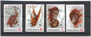 Indonesia Mi.1291-94/MNH VF WWF/Monkies/1989