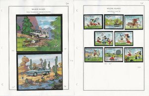 Maldive Stamp Collection on 6 Pages, Mint NH, Disney 1989-1992, JFZ