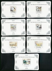 Ly630 2009 Mozambique Dinosaurs Charles Darwin Silver ! Cardboard 7Bl Mnh