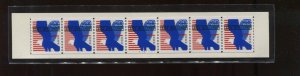 TD123 STYLIZED BLUE EAGLE SPECIMEN PLATE #1111 STRIP OF 7 TEST STAMPS (926A)