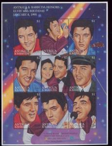 Elvis Presley Honors Commemorative Stamps Sheet of 9 MNH #1957- Antigua E25
