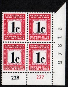 South Africa # J61 Plate Block MNH