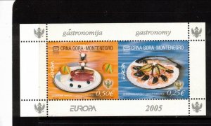 Montenegro Sc 127-8,128b MNH set & M/S of 2005 - Europa CEPT - Gastronomy - HM05