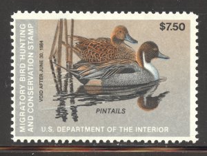 United States Scott RW50 MNHOG - 1983 $7.50 Pintails - CV $16.00