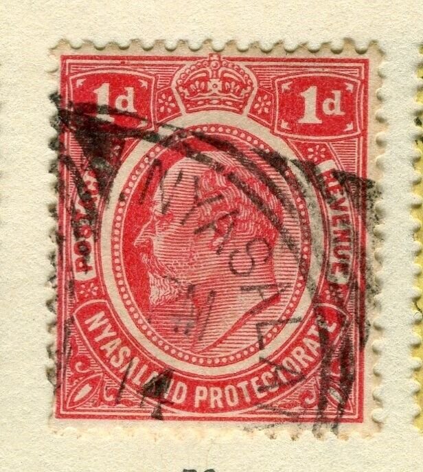 NYASALAND; 1908 early Ed VII issue fine used 1d. value, Postmark