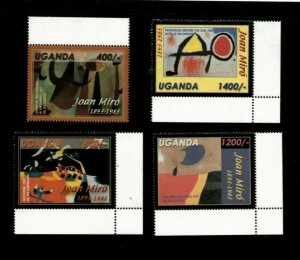 Uganda 2003 - JOAN MIRO art - Set of 4 Stamps - Scott #1803-6 - MNH