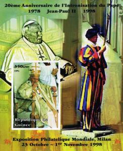 Guinea 1998 POPE JOHN PAUL II Souvenir Sheet Imperforated Mint (NH)