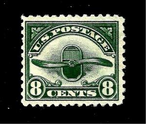 US 1923 Sc# C 4 - 8c  Airplane Radiator & Propeller Mint RG - Crisp Color