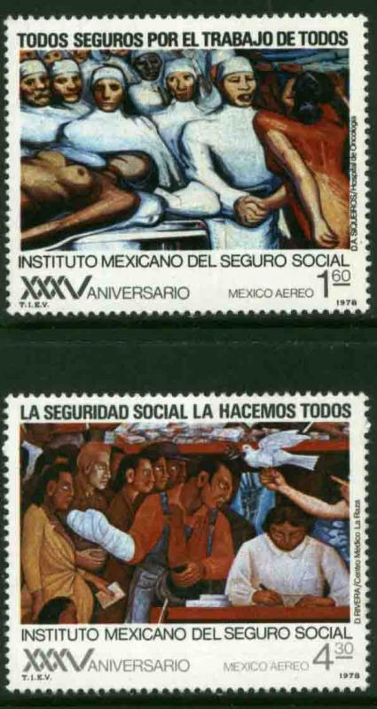 MEXICO C553-C554 35th Anniv Social Security Institute MNH