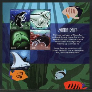 TUVALU 2020 MANTA RAYS SHEET MINT NH