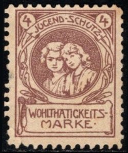 Vintage German Poster Stamp 4 Pfennig Youth Protection Charity