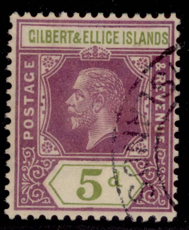 GILBERT AND ELLICE ISLANDS GV SG18, 5d dull purple & sage-green, FINE USED.