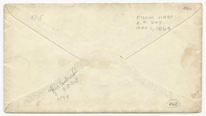 CSA POW Cover Libby Prison South-to-North Old Point Comfort, VA Due 3 Handstamp