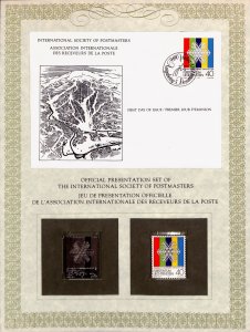 Liechtenstein silver stamp + cover International Society of Postmasters