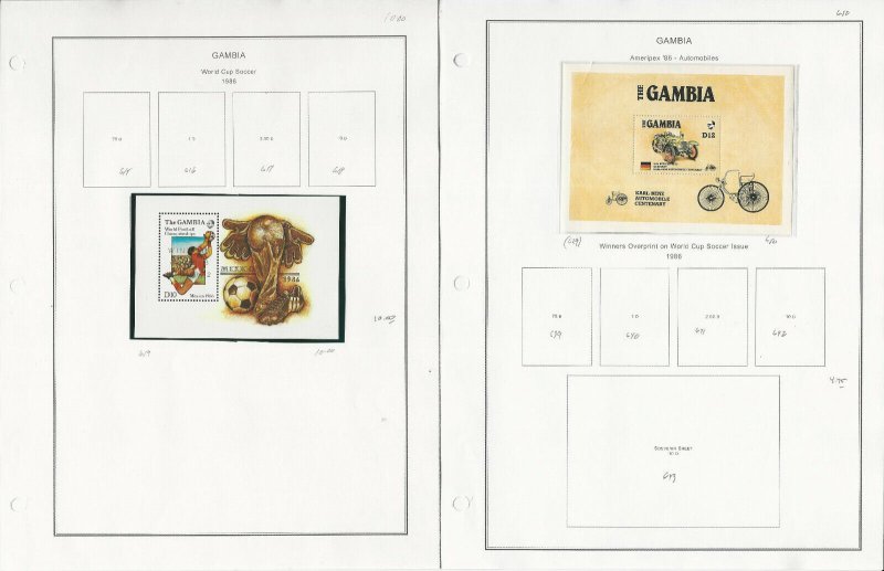 Gambia, Africa Stamp Collection on 15 Steiner Pages, 1986-90 Mint NH Sets, JFZ