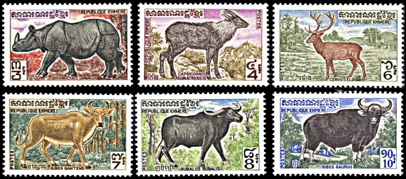 Khmer Republic 295-300, MNH, Cambodian Animals