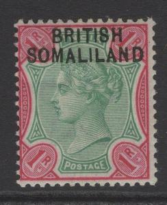 SOMALILAND SG10 1903 1r GREEN & ANILINE CARMINE MTD MINT