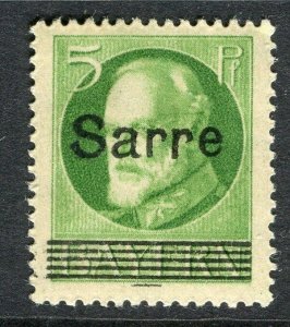 GERMANY SAAR;  1920 early Bayern Optd. issue Mint hinged 5pf. value, Shade