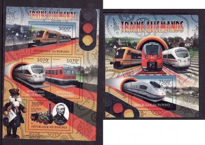 Burundi-Sc#1064,1083-two unused NH sheets-Trains of Germany-Locomotives-2012-