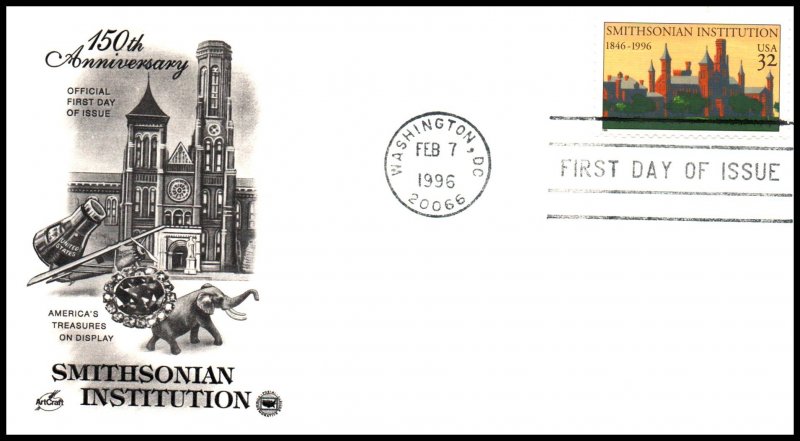 US 3059 Smithsonian PCS Artcraft Variety U/A FDC