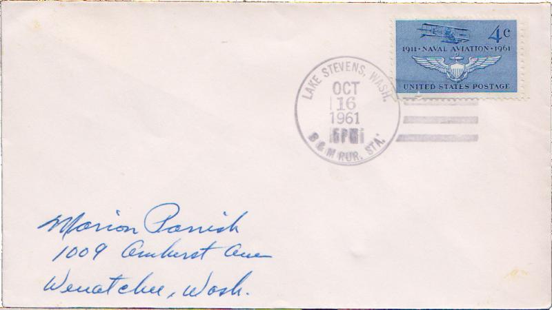 United States Washington B & M Rur. Sta. Lake Stevens 1961 4-bar  Philatelic.