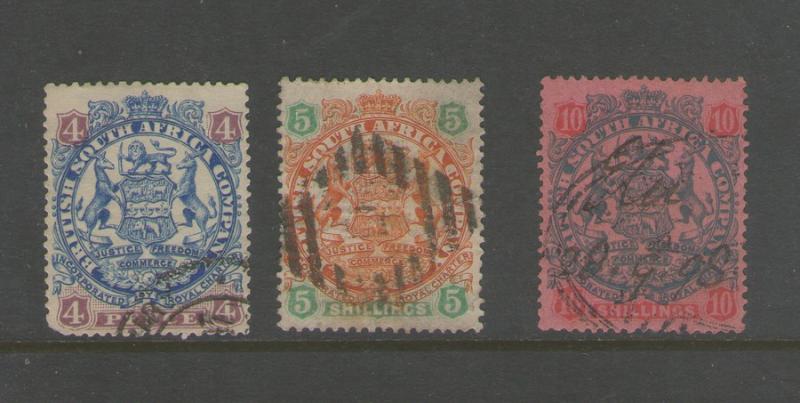 Rhodesia 1896 SG 44,49,50 FU