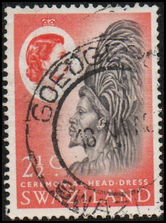 Swaziland 95 - Used - 2½c Ceremonial Headdress (1962)