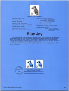 USPS SOUVENIR PAGE BLUE JAY BIRD 20c SELF-ADHESIVE COIL & ADHESIVE BOOKLET 1996