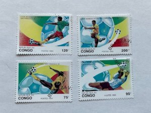 Republic Du Congo–1993–Group of 4 Soccer Stamps–SC# Unknown–CTO’s