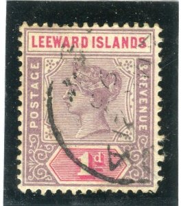 LEEWARD ISLANDS; 1890s early classic QV issue fine used 1d. value